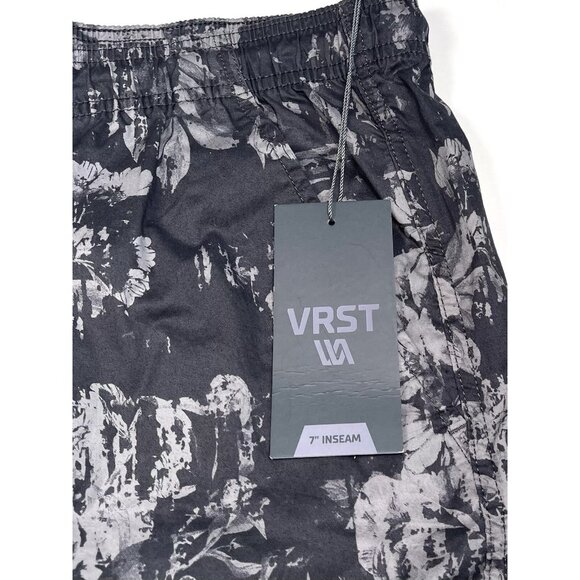 VRST Mens LARGE Monochromatic Floral Grey 7" Easy SHORT Drawstring Waist NWT NEW - Picture 7 of 10